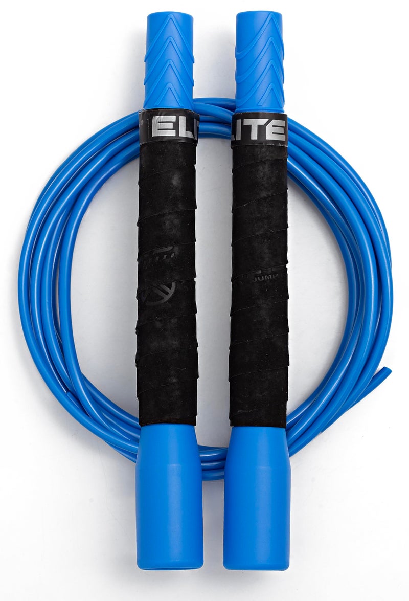 Elite Jumps Fit Plus Pro Freestyle PVC Jump Rope for Tricks - Unbreakable 8" Long Handles with Non-Slip Grip Tape - Premium Adult Jump Ropes for Fitness - Silver/White - Image 1